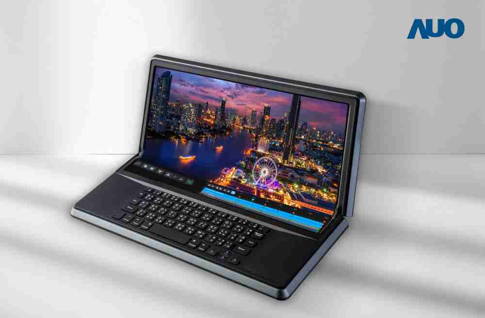 918.COM14.6吋Micro LED折迭显示屏幕，，，，搭配半径4mm的弯折绞炼，，，以及高画素、、、高亮度、、、高对比度的显示技术特点，，即便在大视角下仍保有绝佳色相与亮度